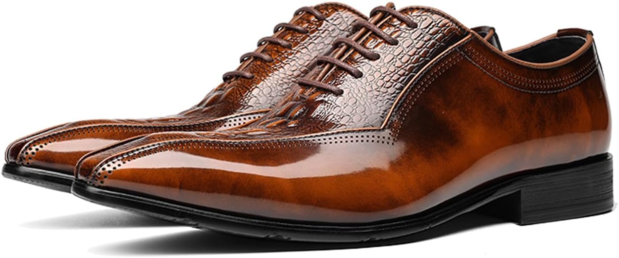 

Мужские классические туфли Santimon из натуральной кожи - оксфорды с крыльями и перфорацией для бизнеса, свадеб и смокинга - черные и коричневые