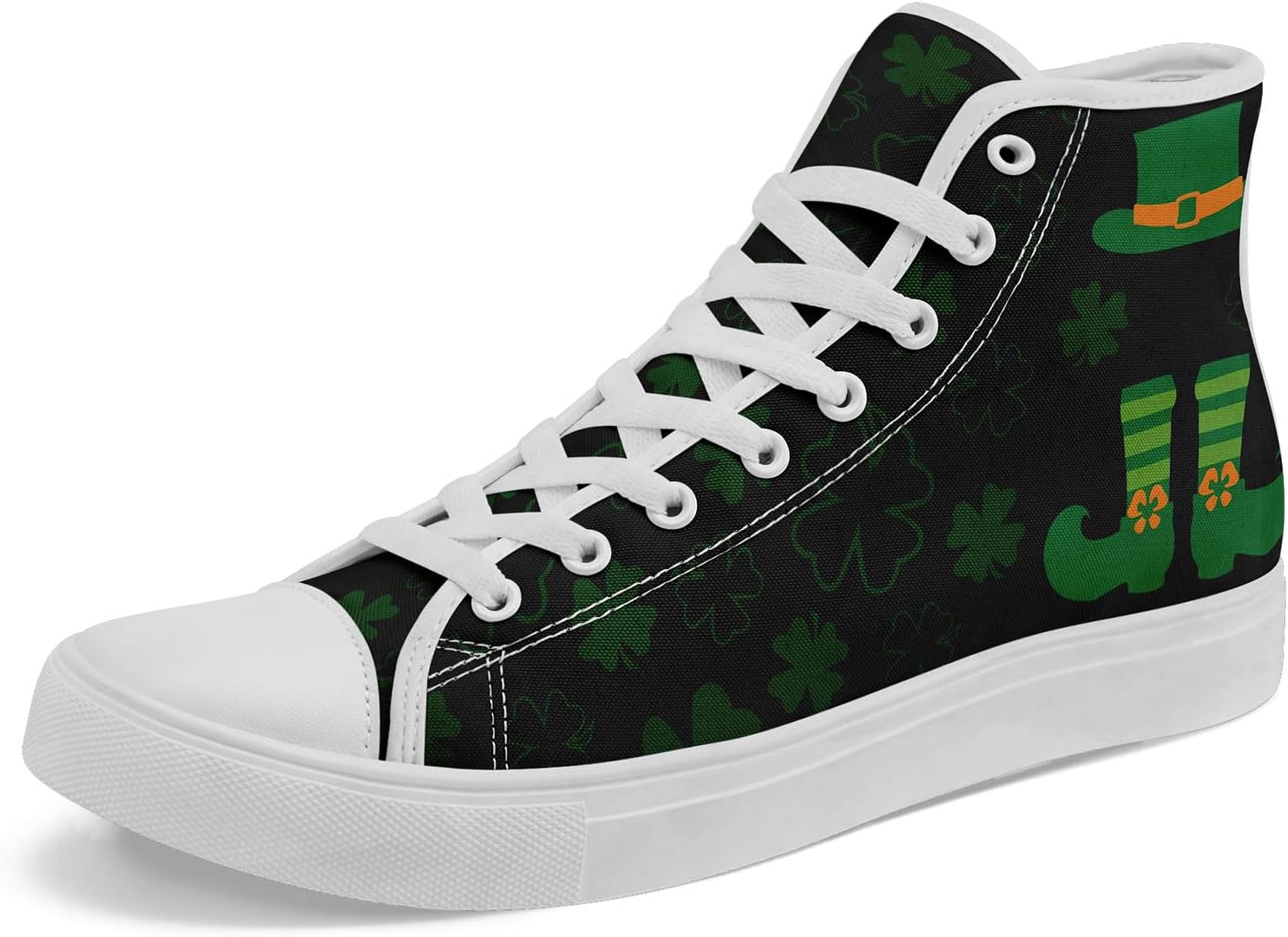 

Высокие кеды на шнуровке ко Дню Святого Патрика с принтом счастливого клевера и лепрекона, унисекс, легкие повседневные кроссовки для мужчин и женщин Awsole, белый