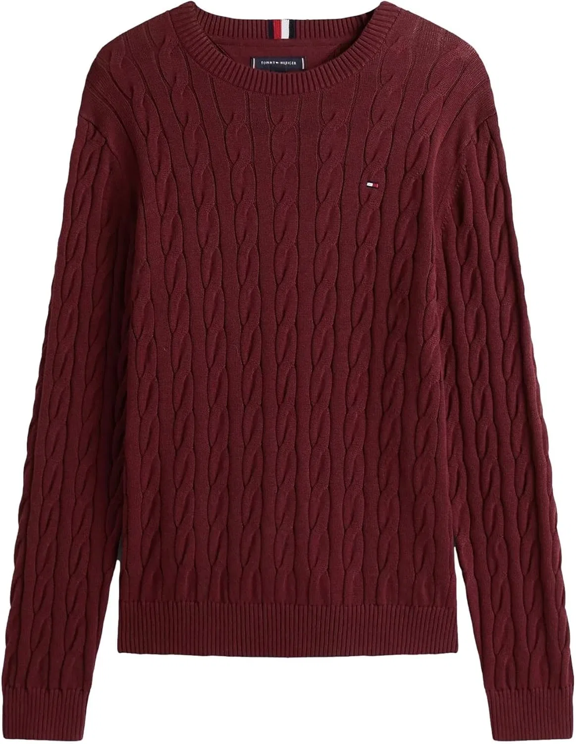 Свитер Tommy Hilfiger Men's Iconic Cable Knit из коллекции 2024, Deep Rouge