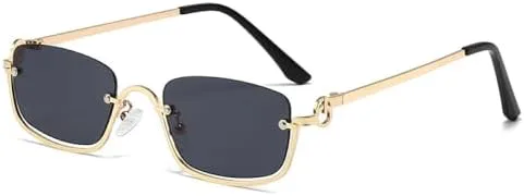 

Модные маленькие квадратные солнцезащитные очки для женщин, металлические очки в полуободковой оправе, винтажные черные и розовые оттенки MTZJH, Gold Gray