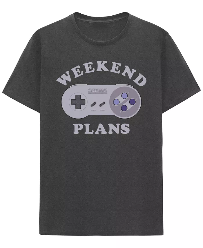 

Мужская футболка с коротким рукавом Nintendo Weekend Plans с принтом Hybrid Apparel, черный