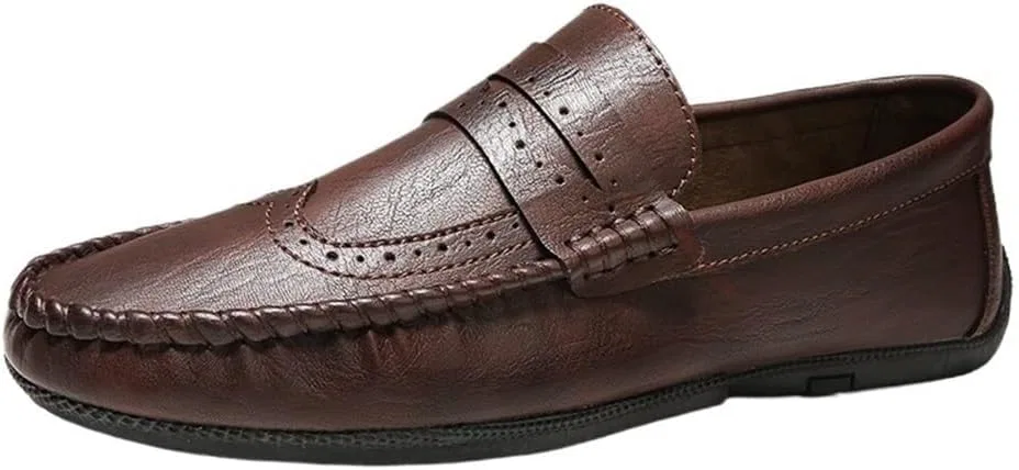 Лоферы мужские из искусственной кожи, броги, коричневый DHFIRUFSHLO