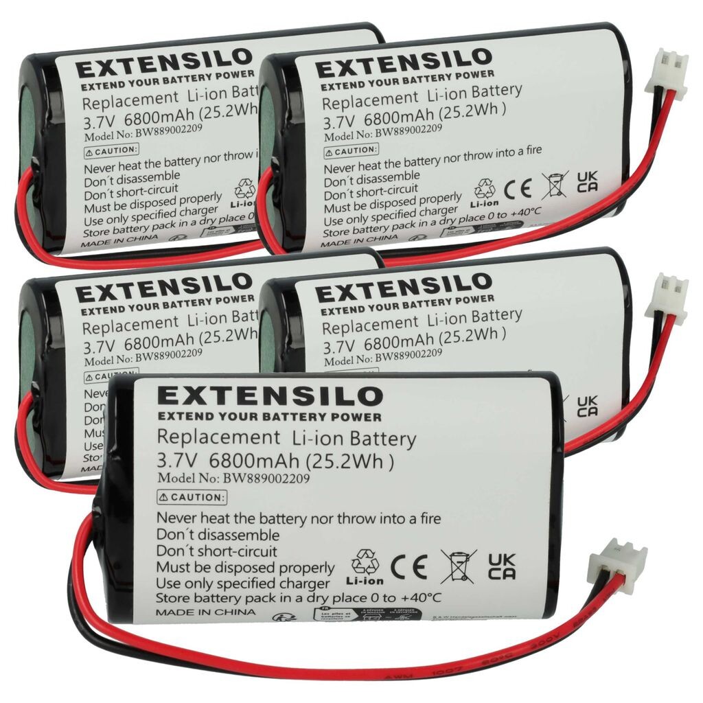 

EXTENSILO 5x аккумуляторов, совместимых с настольной лампой Howskys, прикроватной лампой (6800 мАч, 3,7 В, литий-ионный)
