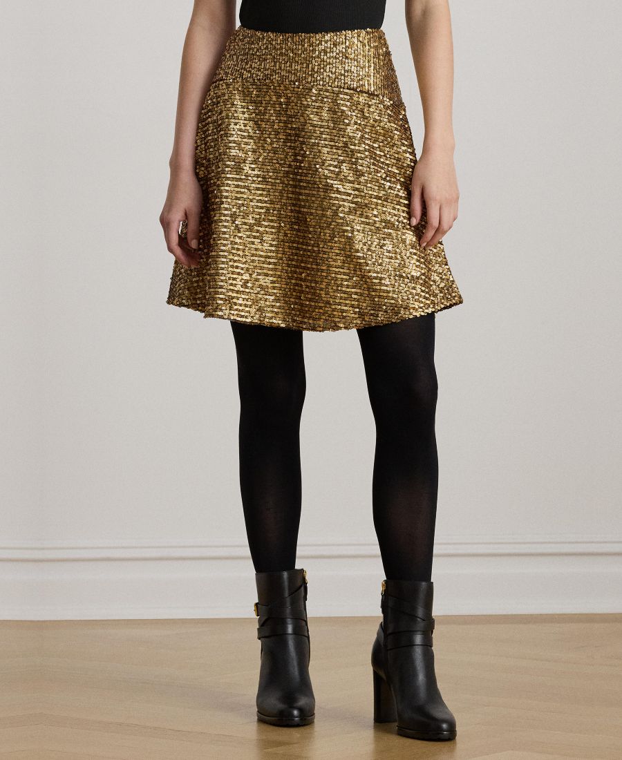 

Женская юбка А-силуэта с пайетками Lauren Ralph Lauren, Gold Multi