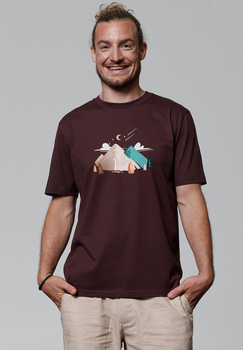 

Футболка с принтом NIGHT AND CLOUDS watapparel, темно-красный