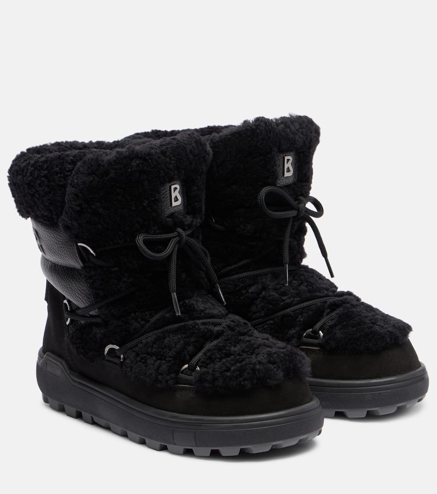 Шамони замшевые зимние ботинки с отделкой из овчины Bogner, Black