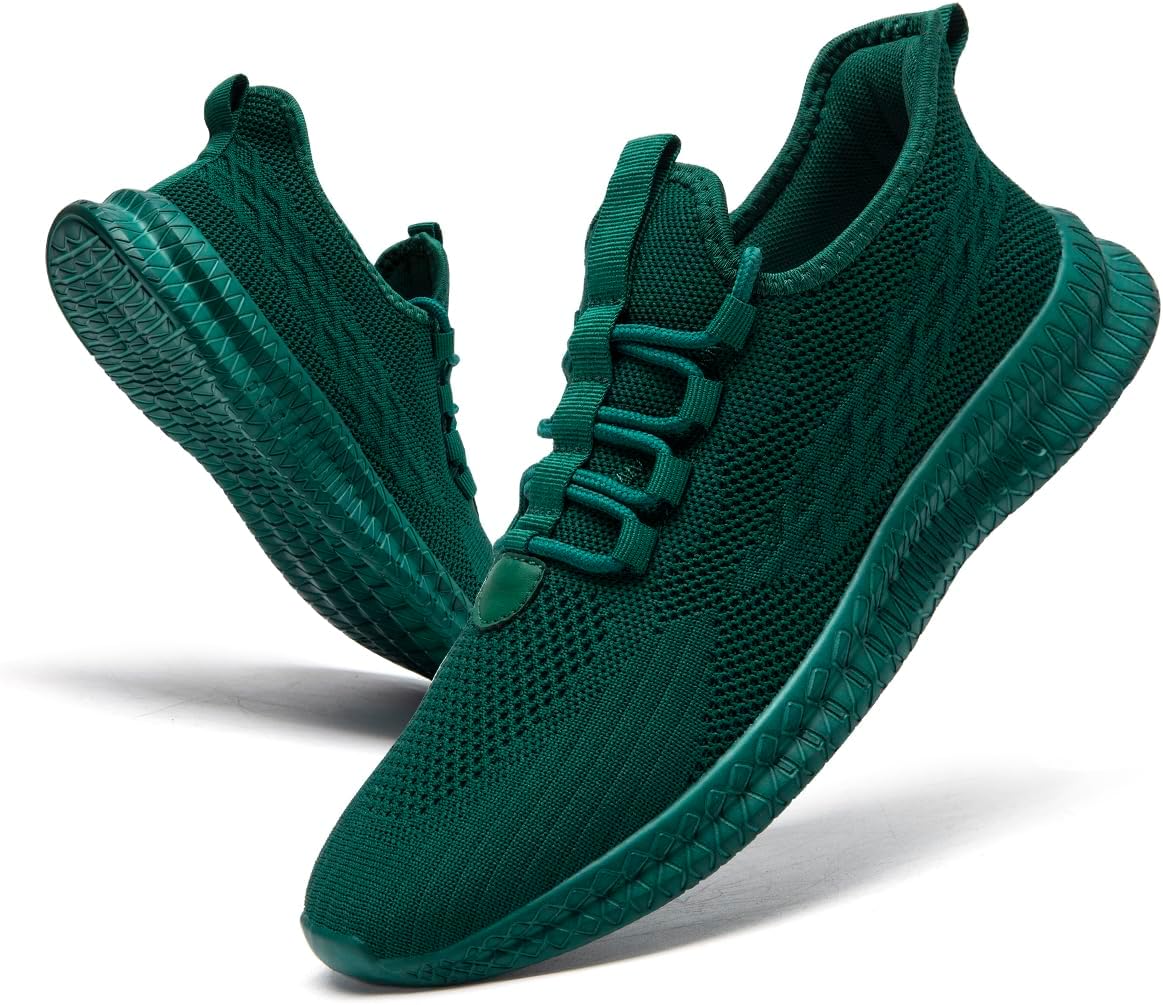 

Мужские кроссовки для бега, тенниса и повседневной ходьбы, модные спортивные кроссовки для тренажерного зала, дышащие, легкие и удобные Wohhhw, темно-зеленый