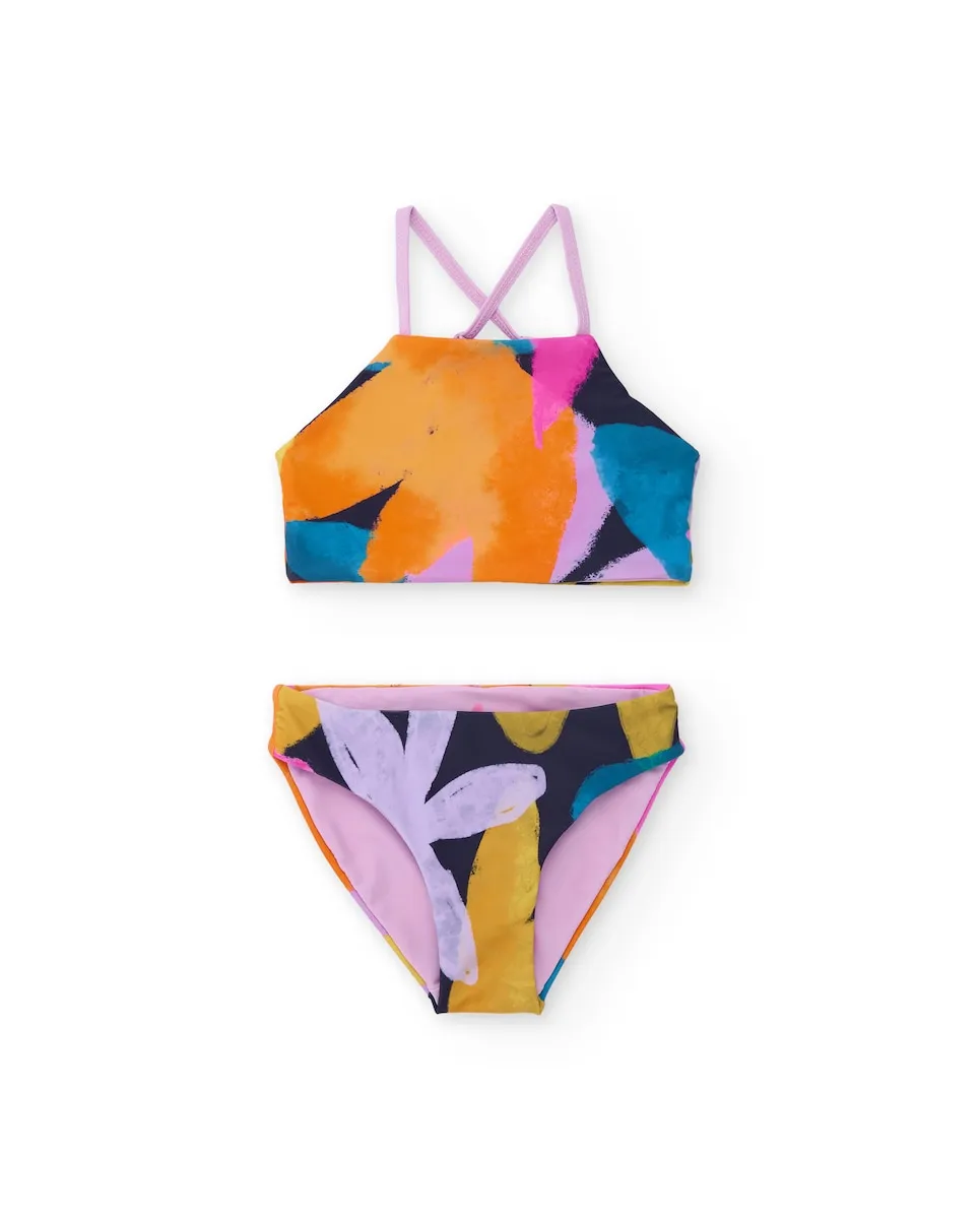 

Детский реверсивный купальник с художественным принтом и перекрестными лямками Tuc Tuc, многоцветный