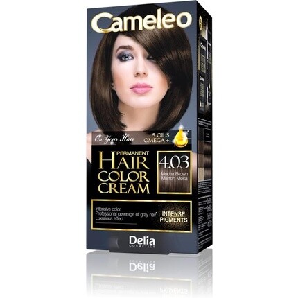 

Крем-стойкая краска для волос Cameleo Коричневый мокко Интенсивный цвет и защита 5 масел + кислоты Омега плюс Профессиональная роскошная краска для волос Полный набор 4.03 Delia Cosmetics
