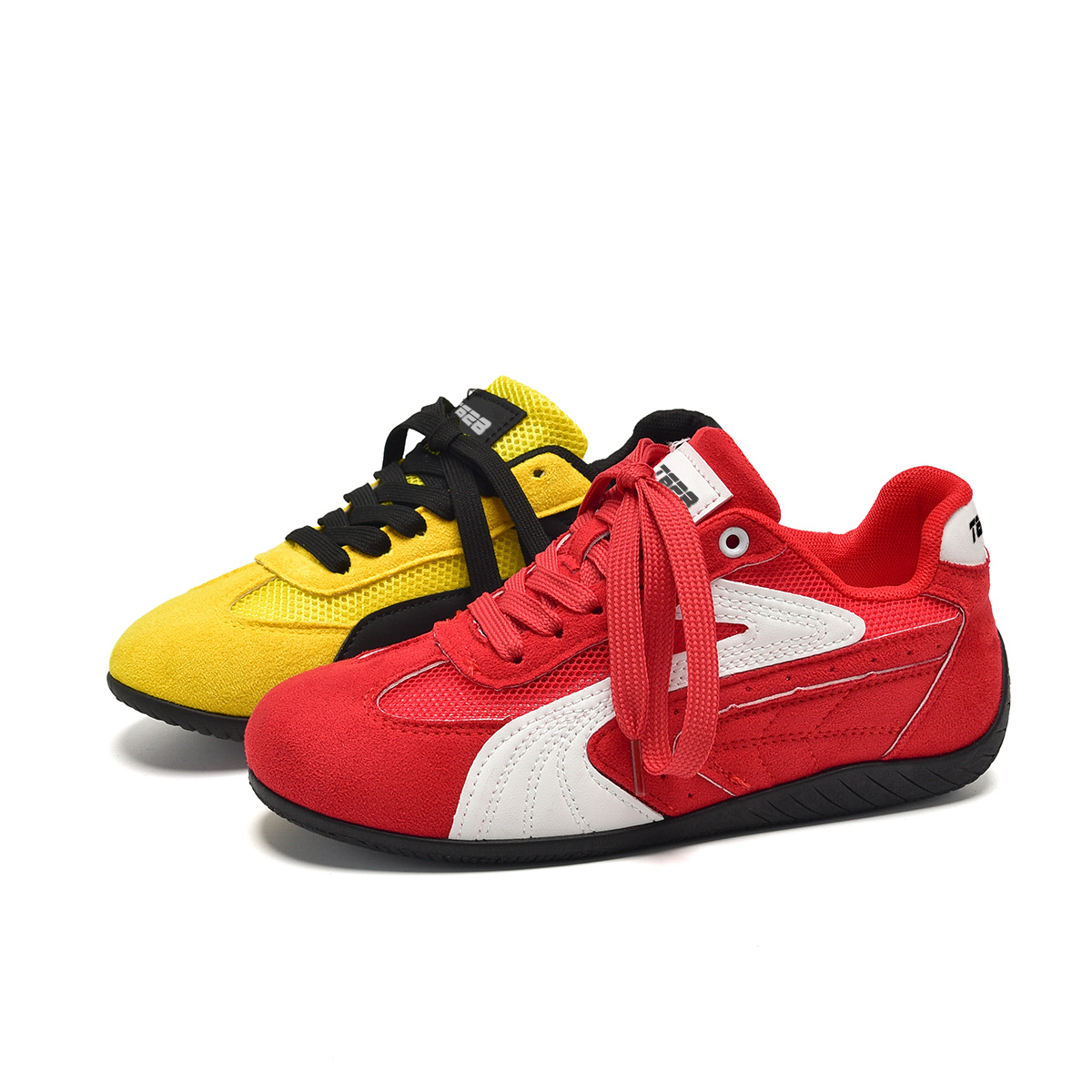 

T628 Износостойкие и легкие низкие гоночные кроссовки унисекс красные и желтые непарные, цвет Red Yellow Mismatched