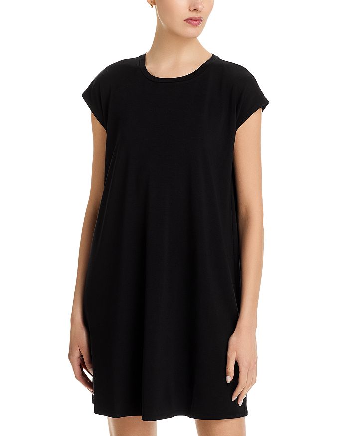 

Мятая футболка с круглым вырезом и рукавом 3/4 Eileen Fisher, черный