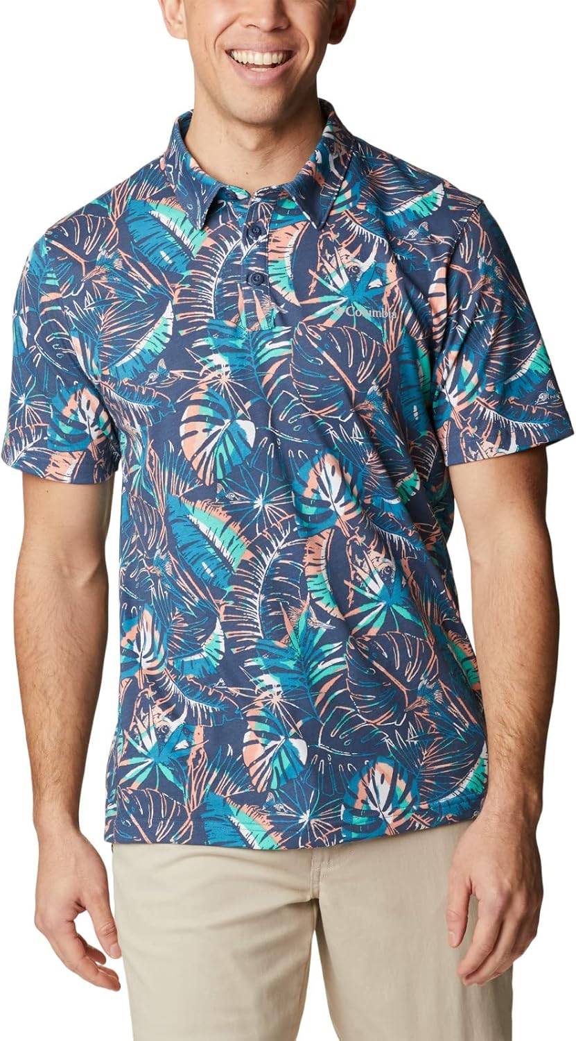 

Мужская футболка-поло Thistletown Ridge Columbia Sp21, Dark Mountain King Palms Multi