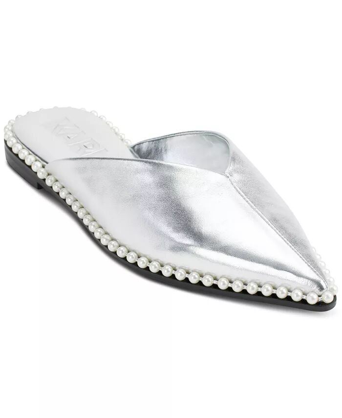 Женские туфли-лодочки Vyra Slip-On Mule Flats KARL LAGERFELD PARIS, серебряный — фото 2