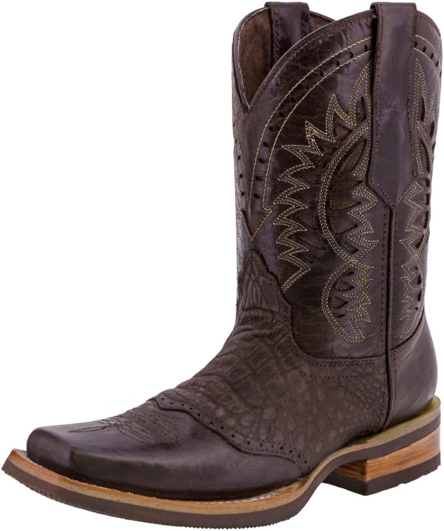 

Мужские коричневые вестерн-сапоги Texas Legacy с кожей крокодила и квадратным носком