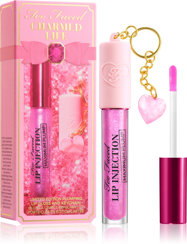 

Блеск для губ Charmed Life и брелок для ключей, стойкий блеск для губ для дополнительного объема Too Faced, atspalvis haute pink 4 гр