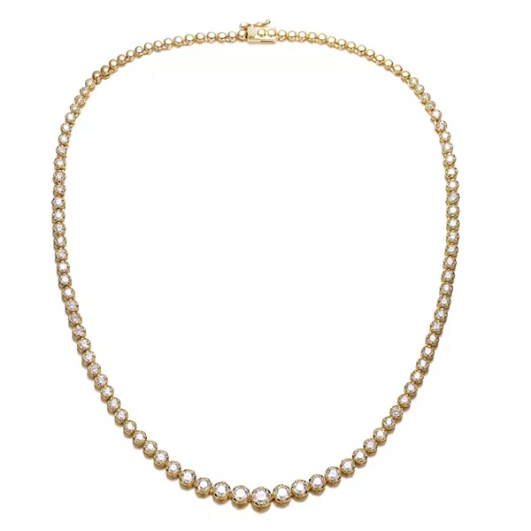 

Юбилейное колье из стерлингового серебра с кубическими цирконами, цепочкой для игры в теннис, с градуированными размерами Genevive, gold