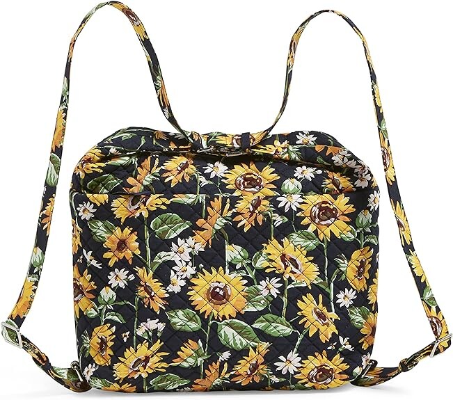 

Хлопковая трансформируемая сумка-рюкзак на плечо Vera Bradley, желтые цветы