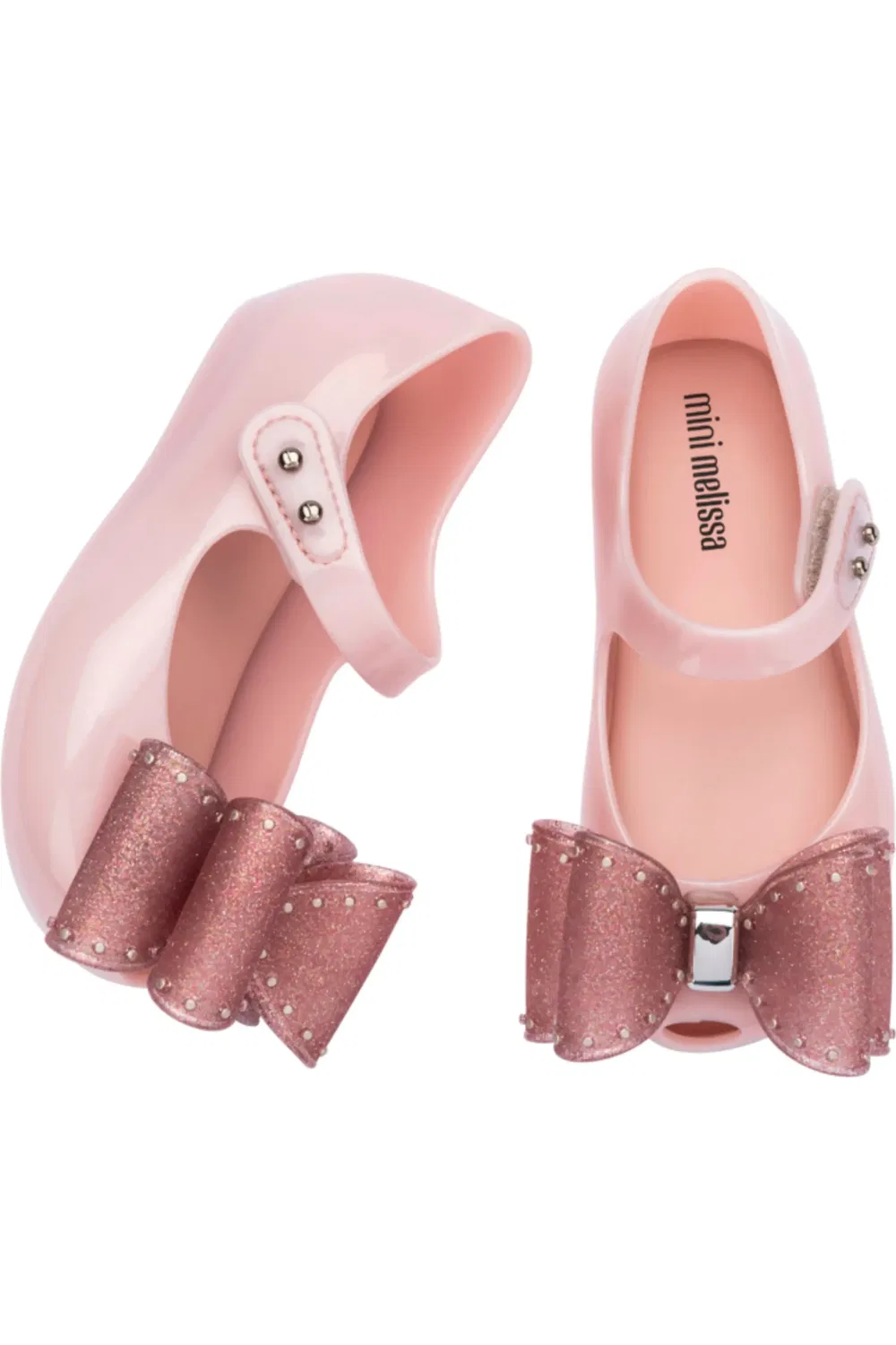 Туфли балетки детские на плоской подошве Ultragirl Classic Mary Jane Mini Melissa, Metal Pink/Glitter — фото 3