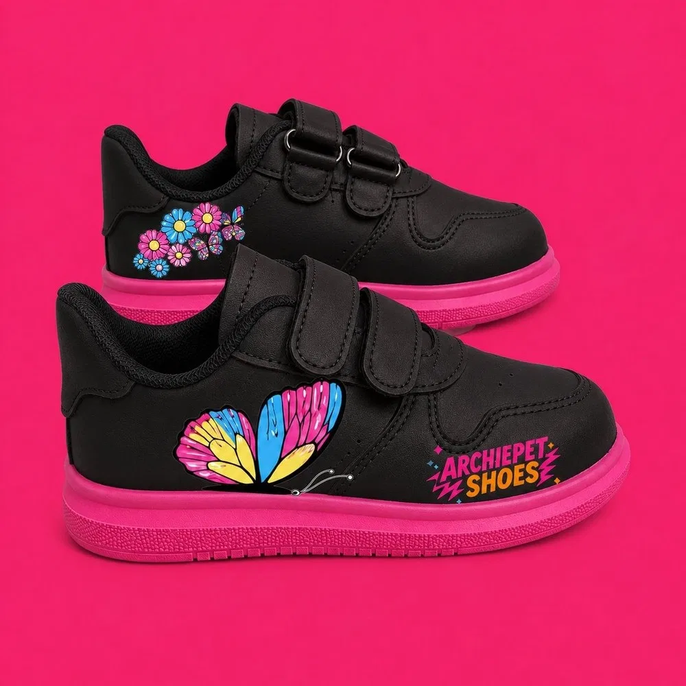 Детские спортивные кроссовки для девочек с принтом Old Skool, Black Pink Fem Kozmetik
