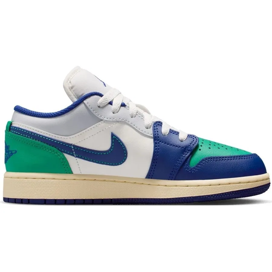 Кроссовки повседневные с кожаным верхом Air Jordan 1 Low (GS) Nike, Сине-зеленый — фото 2