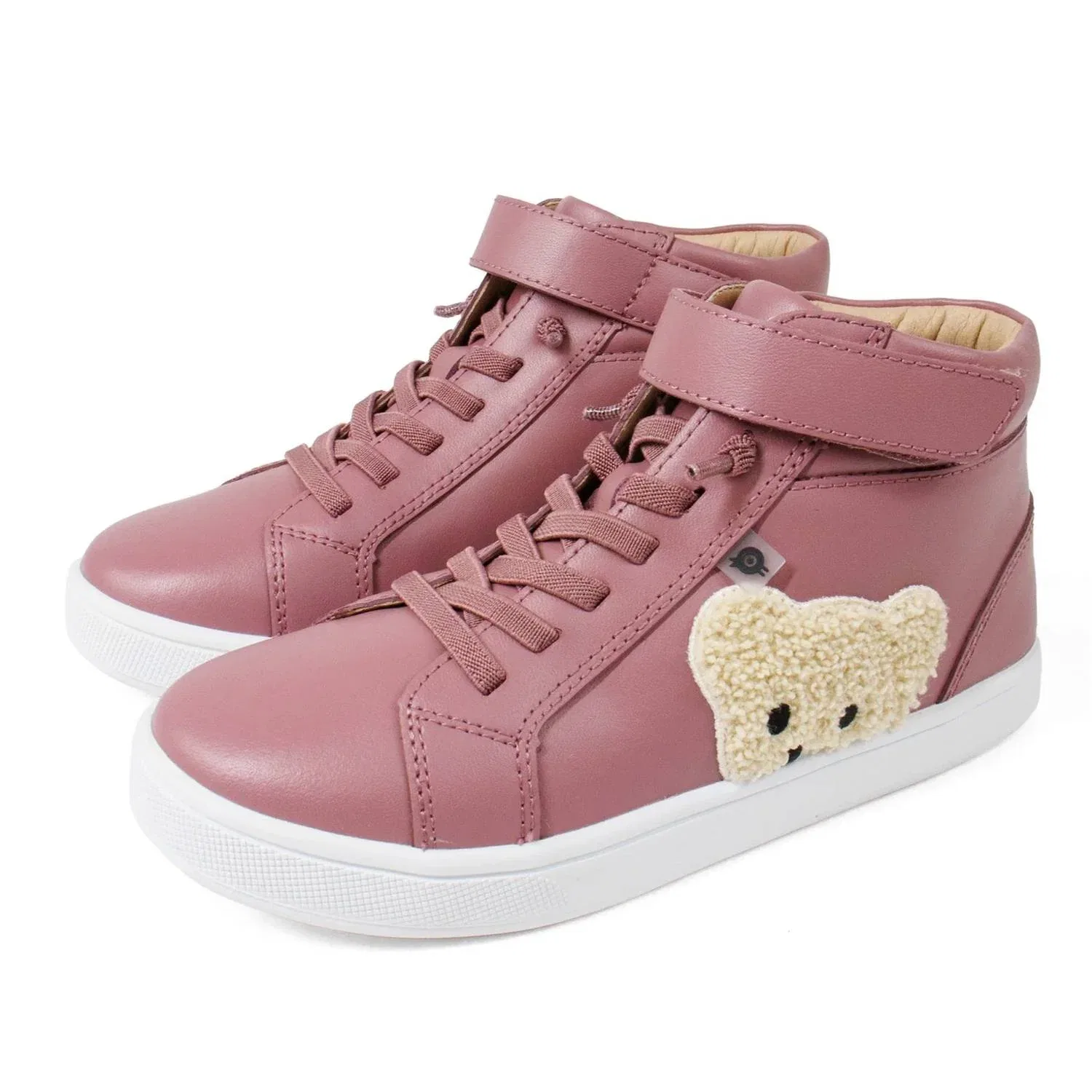 Детские высокие кроссовки для девочек с вышивкой мишки Teds Old Soles, Malva — фото 3