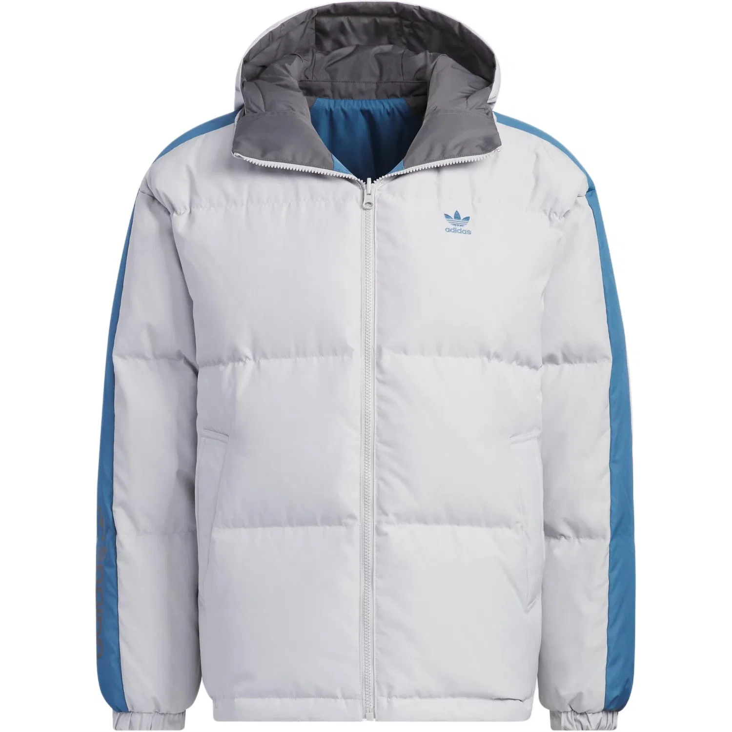 Мужская куртка-пуховик с капюшоном легкая двусторонняя Adidas Originals, Altered Blue — фото 3