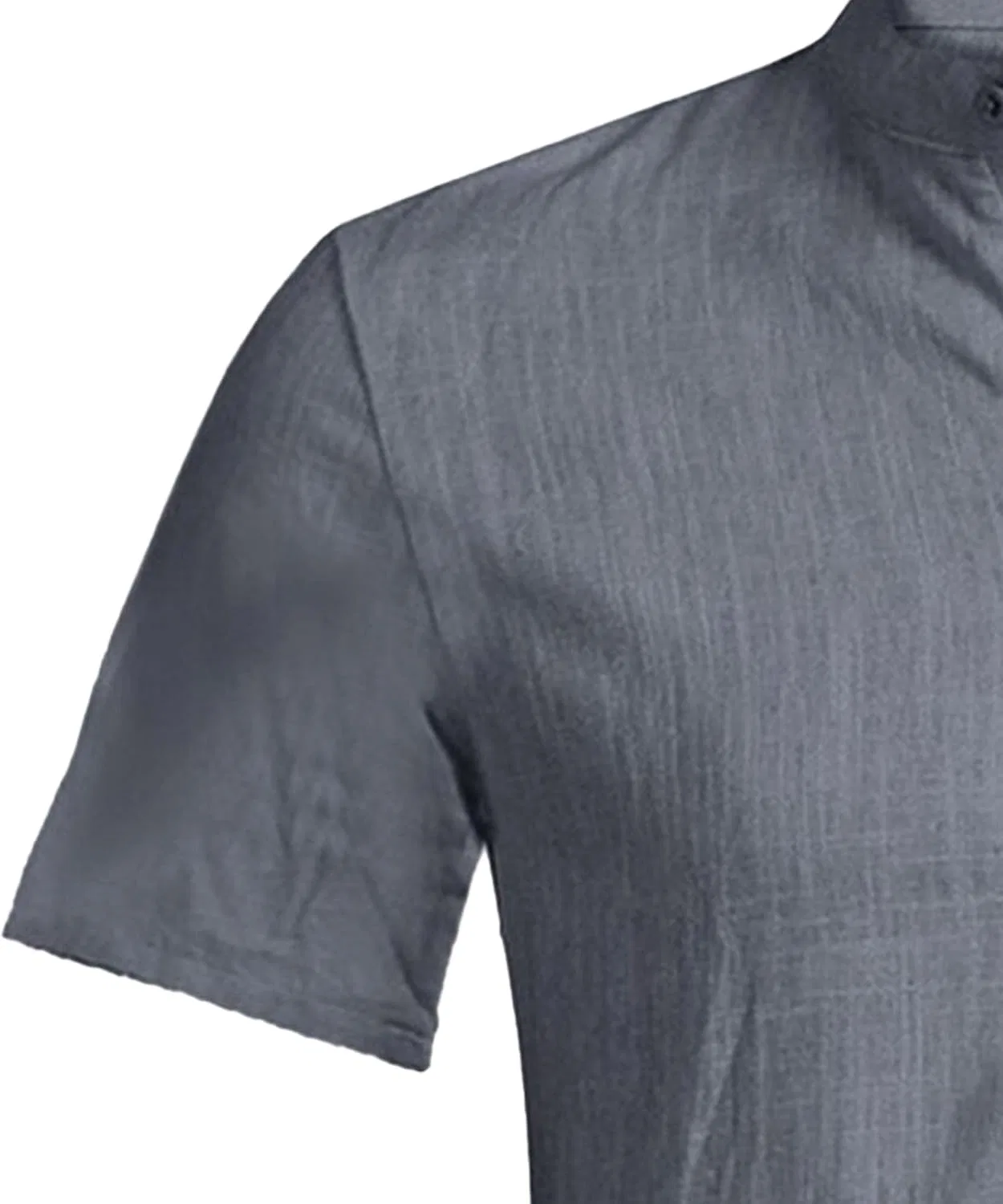 Мужская футболка с воротником-стойкой из льна, Lightweight Plain Beach Yoga T Shirt, Grey — фото 4
