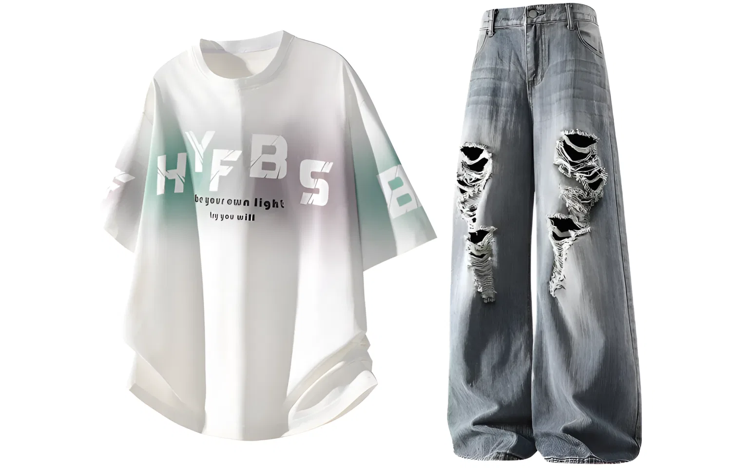 Детский спортивный комплект с круглым вырезом Casual Sportswear GWAF, Black Top+Blue Pants — фото 3