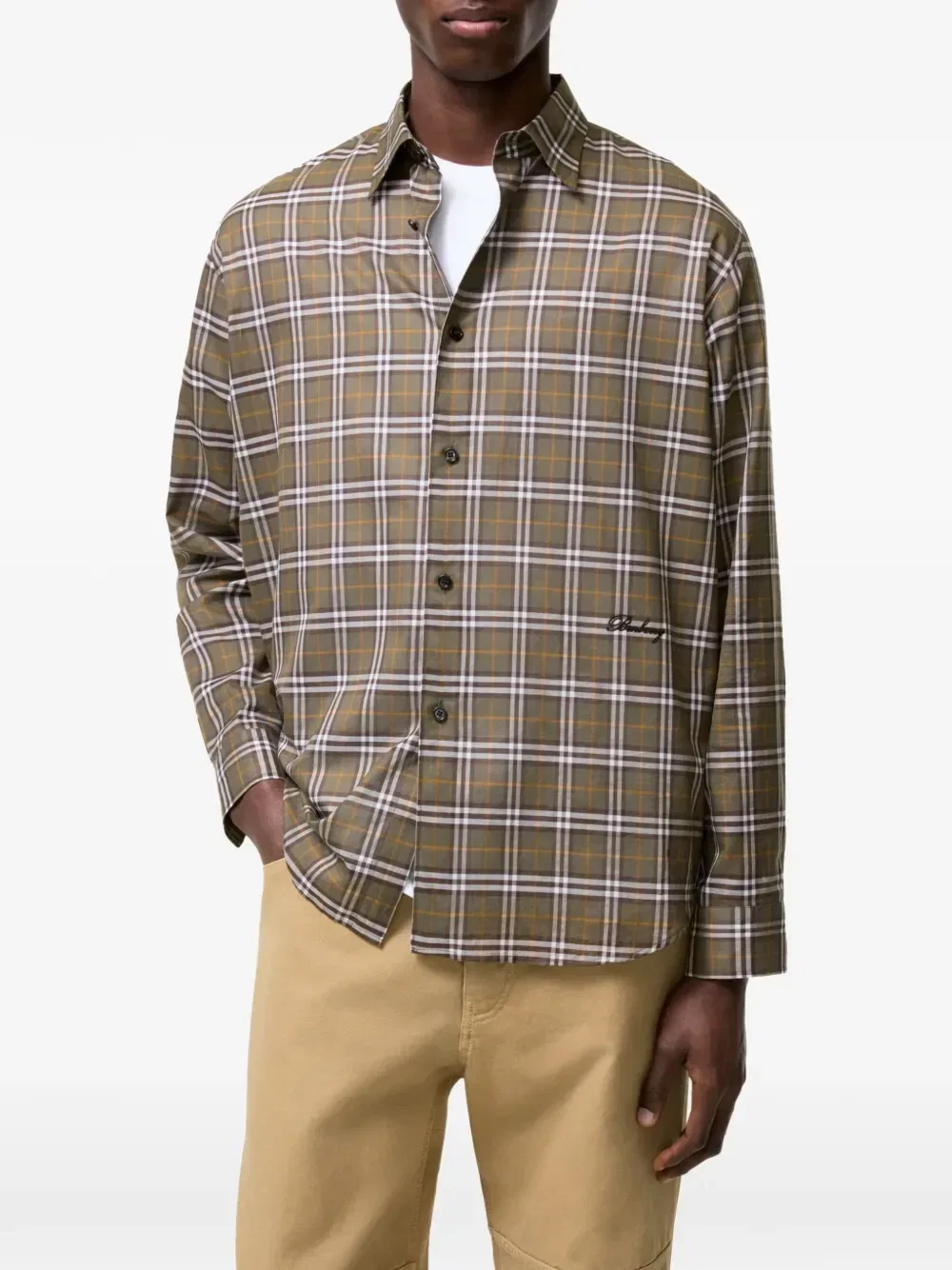 Рубашка свободного кроя BURBERRY, зеленый — фото 2