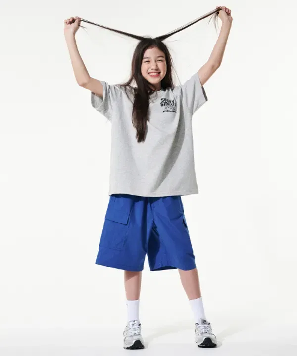 Футболка оверсайз Giant Fit Sunnyside Up, Takeasy Kids, меланжевый серый — фото 4