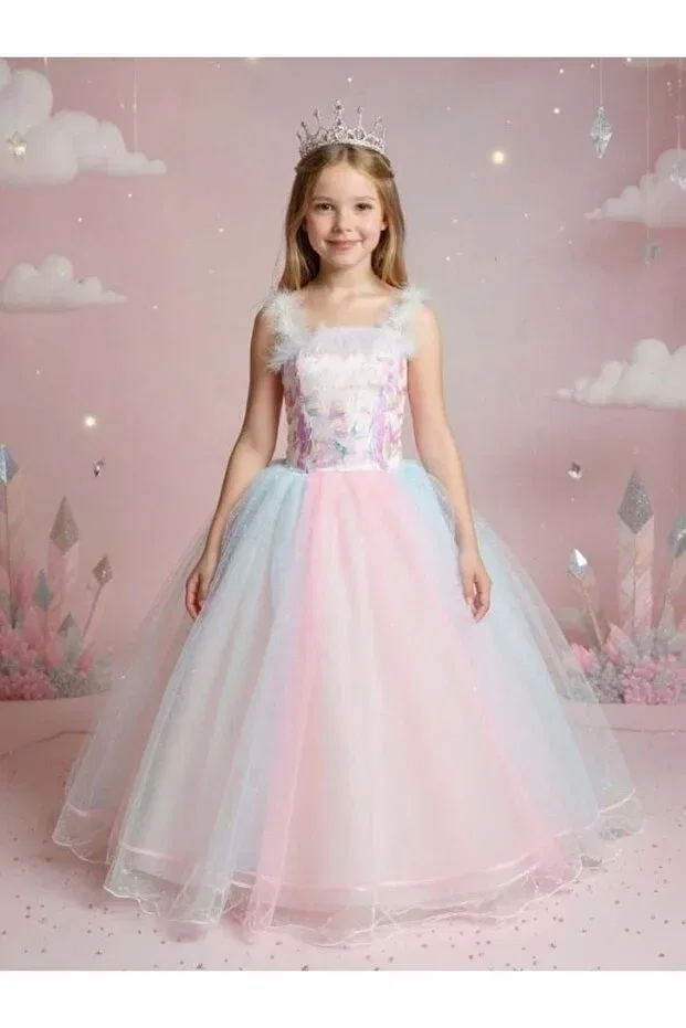 Детское платье для девочек с пайетками Zekids, Multicolor — фото 4