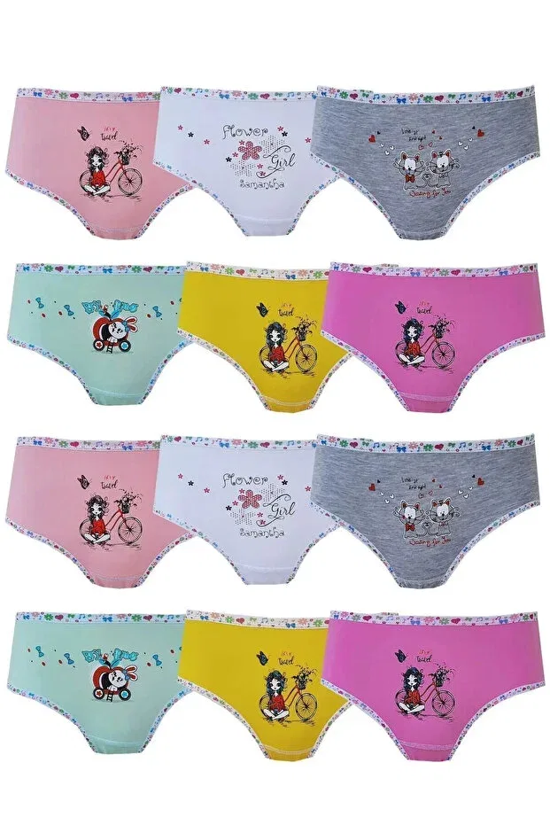 Детские трусы для девочек с принтом Tutku 12-pack Keyal, Multicolor