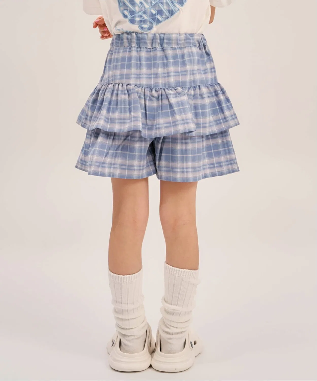 Детские шорты-юбка с ярусным дизайном, модель Assorted Print, minimal, Sax Blue — фото 3