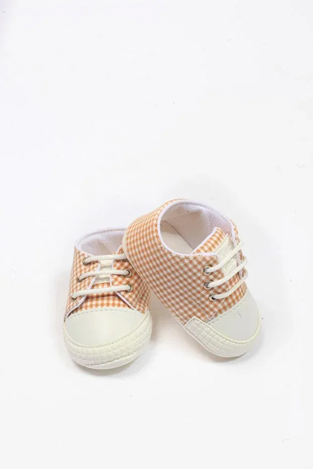 Детские пинетки с принтом в горошек First Step Booties Mini Kanka, Blue-Beige — фото 4