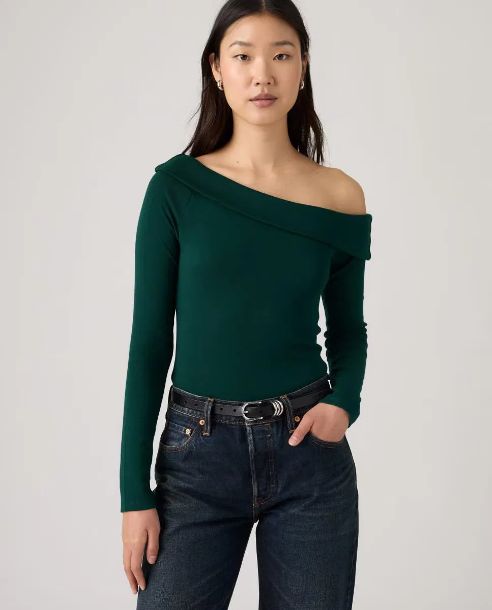 Женская футболка с длинным рукавом, Escote Asimétrico, Levi's, темно-зеленый — фото 4