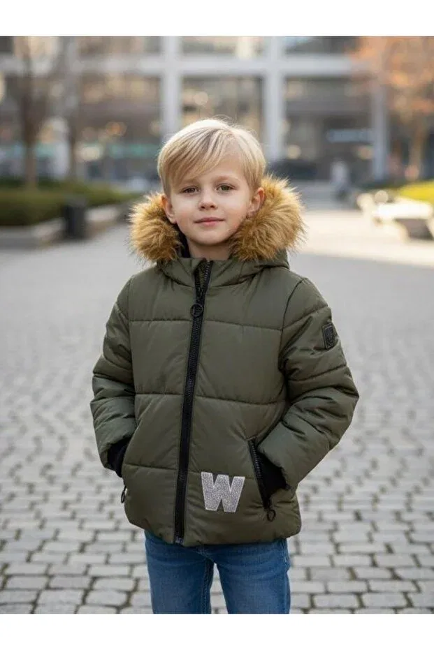 Детское пальто для девочек с капюшоном Zekids, Haki