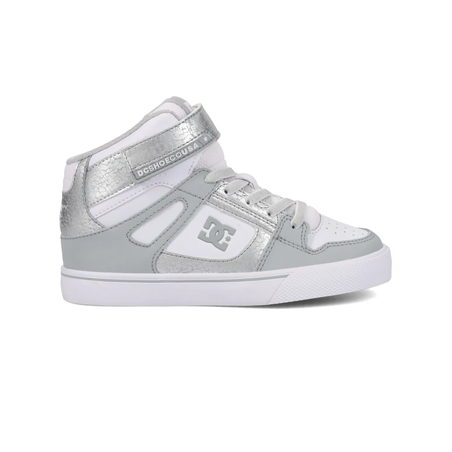 Детские высокие кроссовки Pure High-Top Ev DC Shoes, White/Silver — фото 2