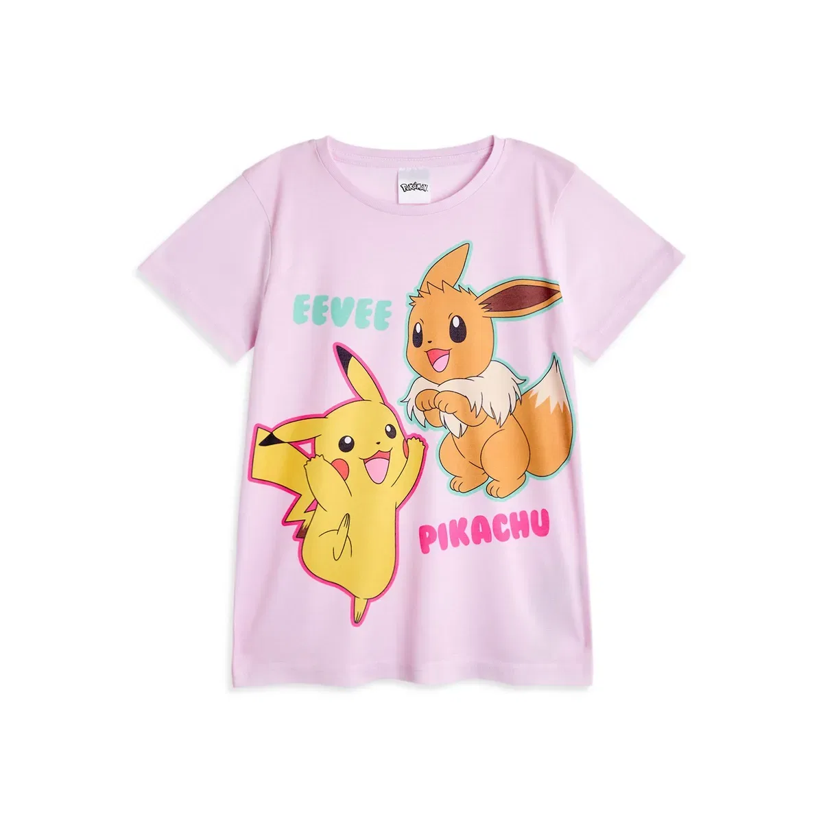 Детская пижама с коротким рукавом и длинной штаниной с принтом Pikachu & Eevee Pokemon, Pink — фото 2