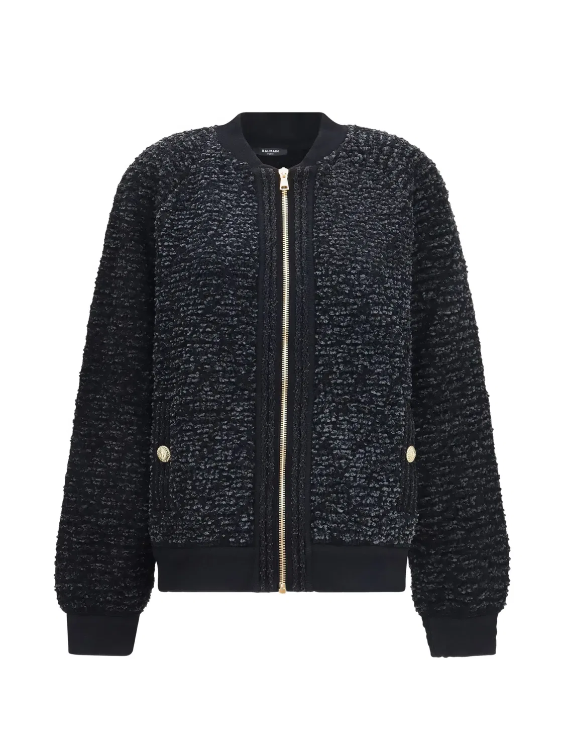Balmain Жакет из букле с пайетками, черный