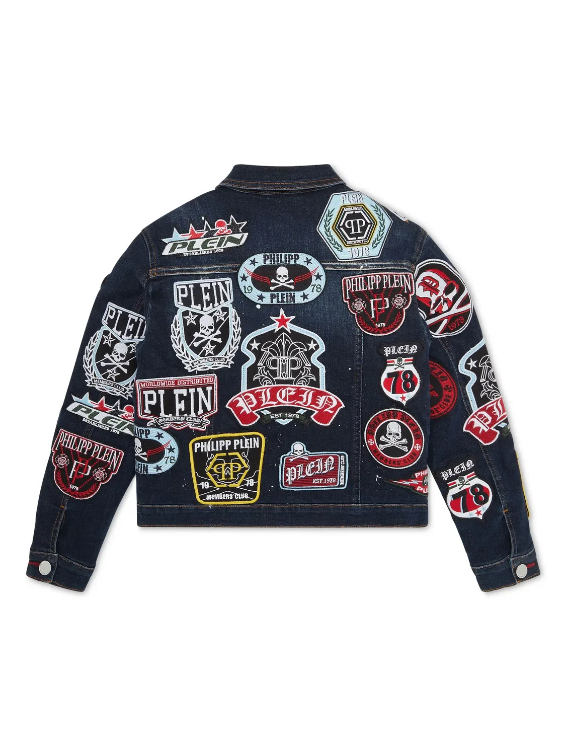 Джинсовая куртка с патчами Philipp Plein, синий — фото 2