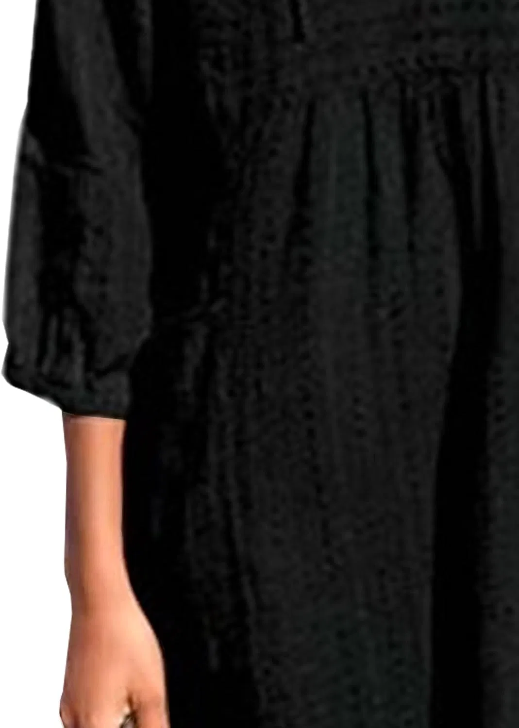 Женское платье-туника с V-образным вырезом Cotton Linen, Black — фото 3