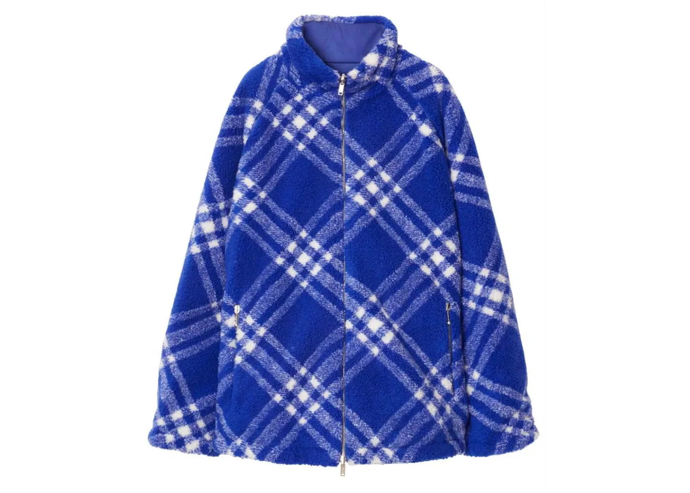 Мужская куртка из флиса с клетчатым принтом Burberry, Cobalt Blue/White