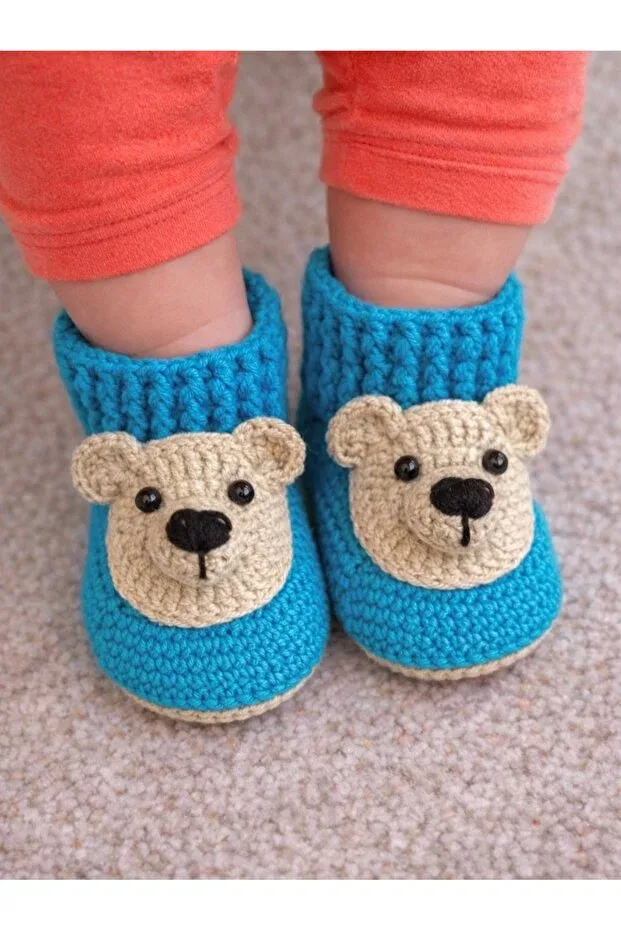 Детские зимние ботинки для мальчиков с принтом Teddy Bear Pattern Seraskids, Blue