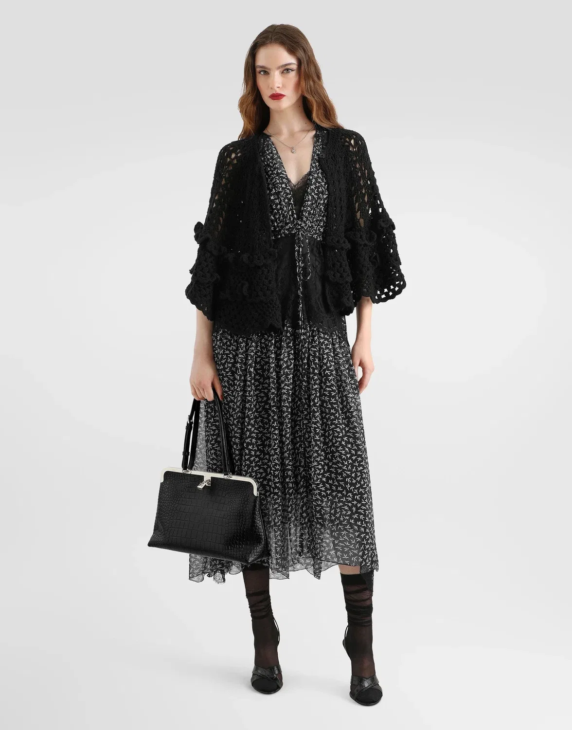 Шелковое атласное платье-комбинация Dolce & Gabbana, черный — фото 2