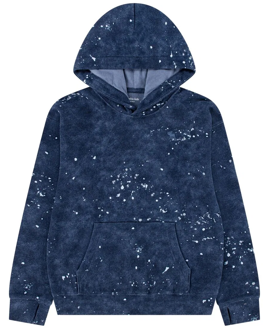 Худи с принтом из флиса Abercrombie Kids, Navy Paint Splatter