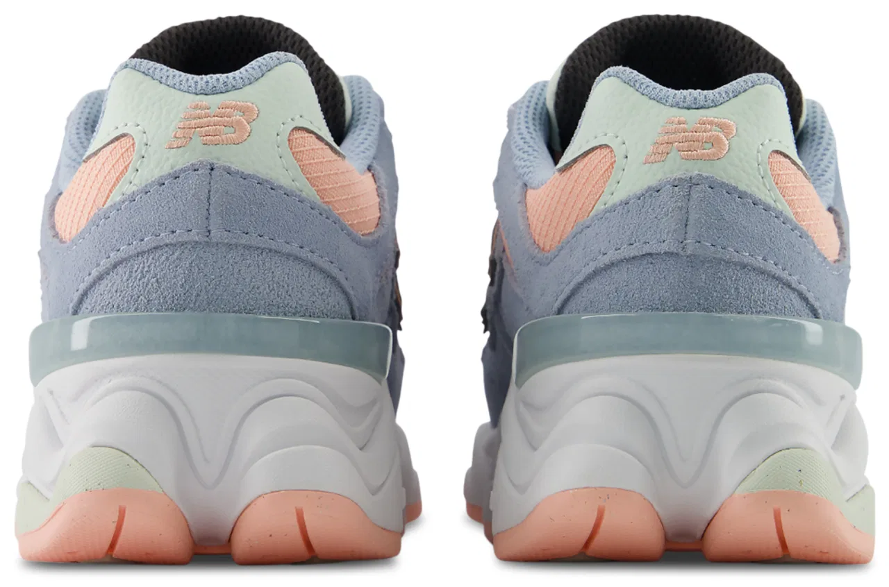 Детские кроссовки для девочек с амортизацией ABZORB New Balance 9060, Light Arctic Grey/Mint Water — фото 3