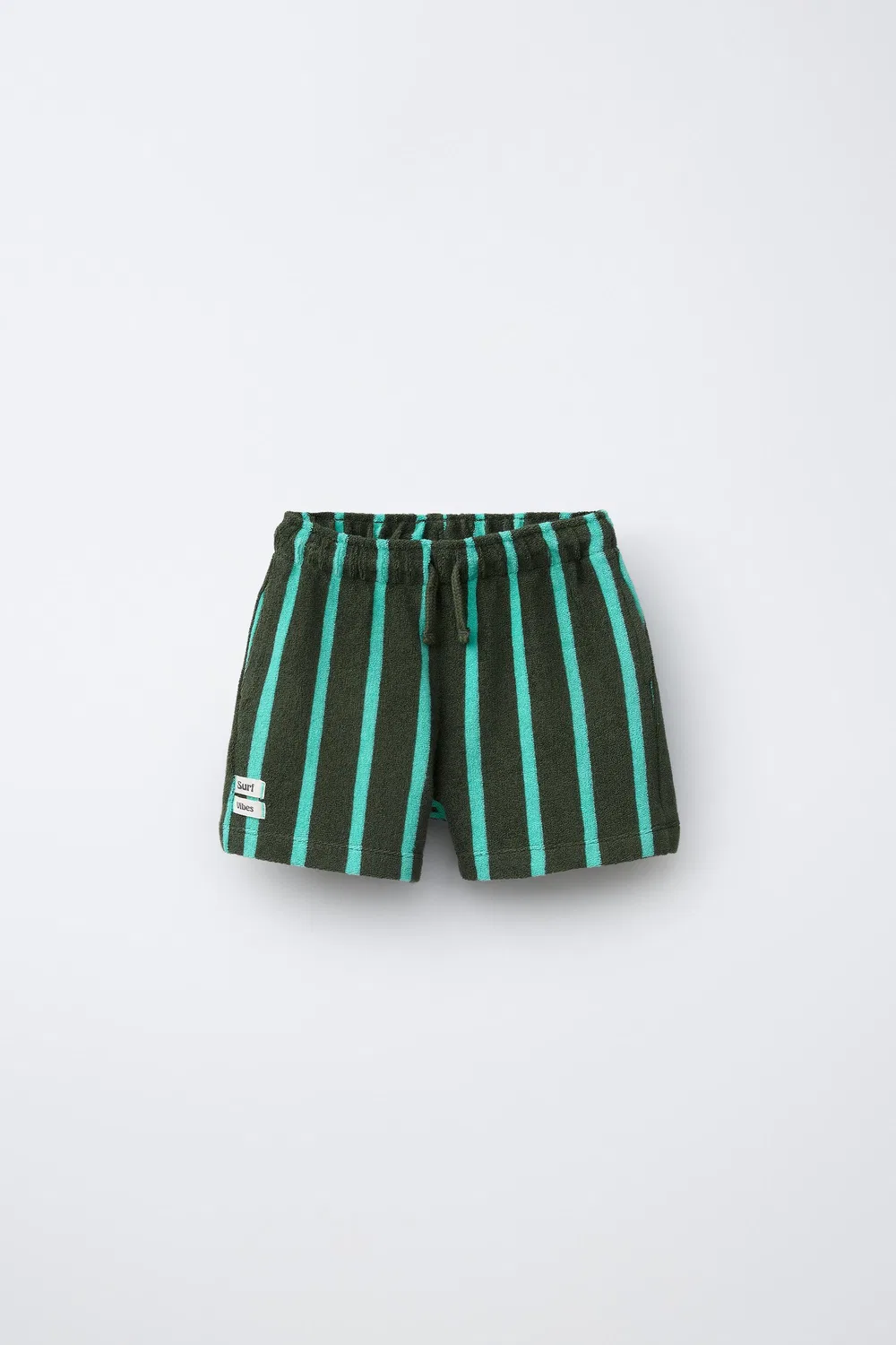Полосатые махровые бермудские шорты ZARA, Green