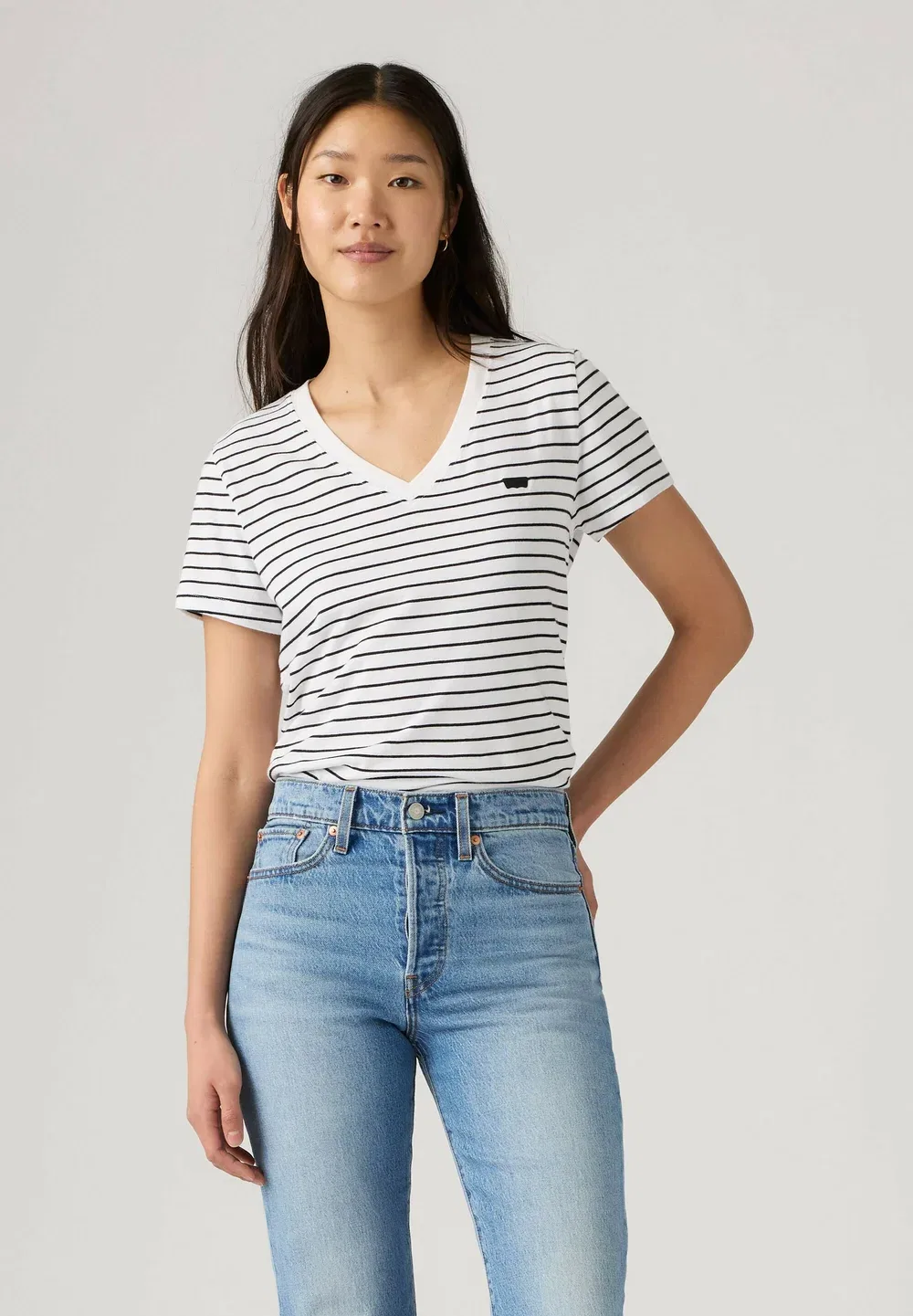 Любимое пальто-бушлат с V-образным вырезом и принтом Levi'S, Golf Course Stripe B - Whites -