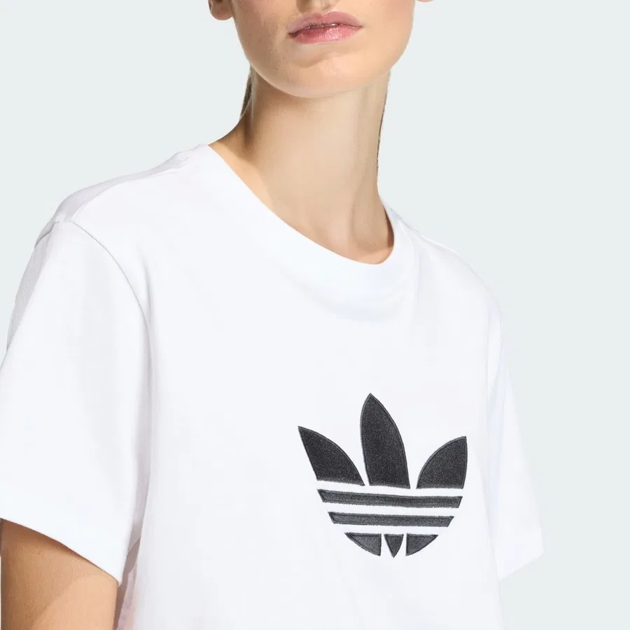 Футболка с принтом Trefoil Köşeli adidas, Бело-черный — фото 4