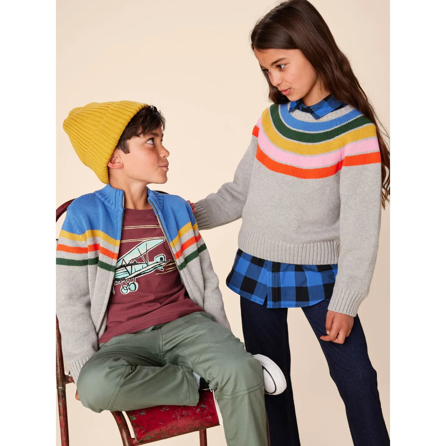 Детский свитшот с принтом радуги Rainbow Sweater Tea Collection, Med Heather Grey — фото 3